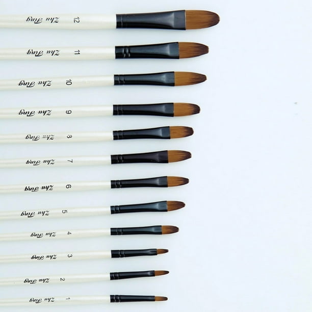 Acheter 6 pièces/12 pièces Filbert pinceaux ensemble de pinceaux en Nylon cheveux pinceau ensemble pour huile acrylique aquarelle