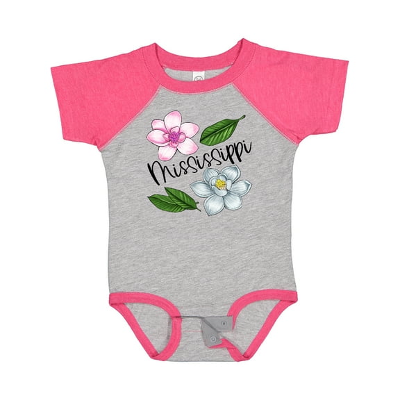 Inktastic Mississippi Magnolia Flowers and Leaves Boys or Girls Baby Bodysuit