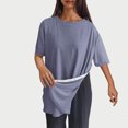 thumbnail image 2 of Timegard Tops for Women Crewneck Short Sleeve Side Button Solid Color Comfy Casual Loose Blouse Top, 2 of 8