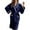 Navy, variant on HUANBAI Winter Long Sleeve Kimono Robe With Belt And Pockets Cozy Loungewear For Home Soft Warm Bathrobe Housewear Attire Women's Nightgown