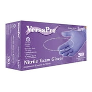 VersaPro N320L Nitrile Exam Gloves, Medical Grade, Powder Free, Latex Rubber Free, Disposable, Non Sterile, Food Safe, Violet color, 200 Count, Size Large, Indigo