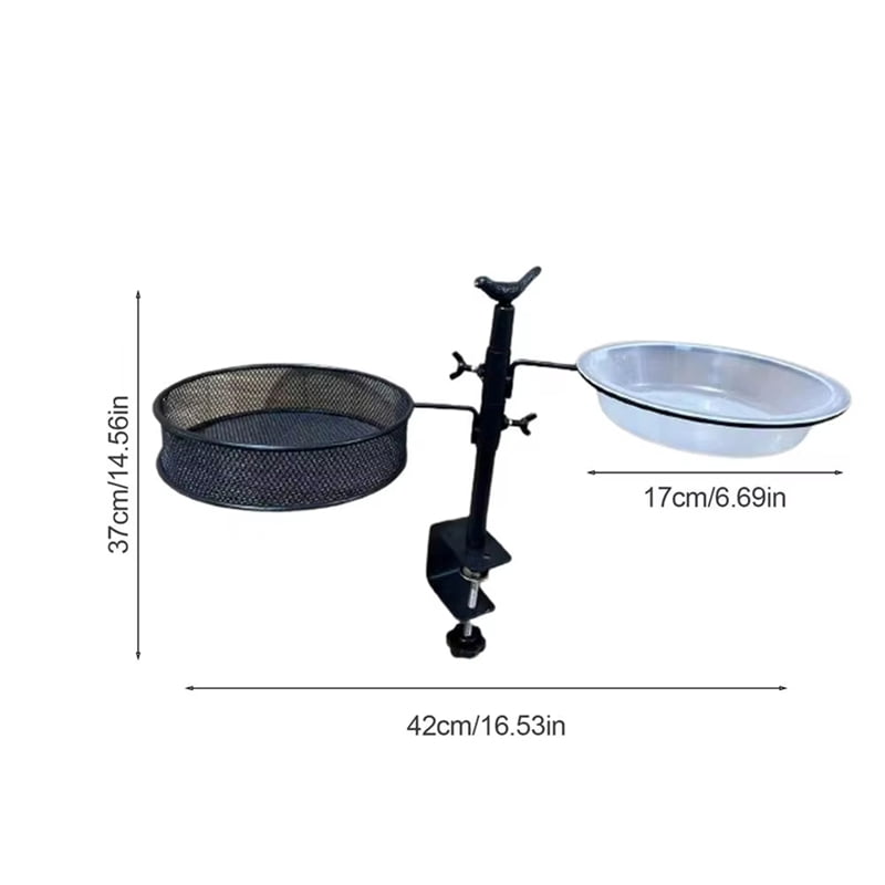 Railing Clamp Bird Feeder Adjustable Height Deck Feeders with Feeding Station Flower Pot Stand 360Degree