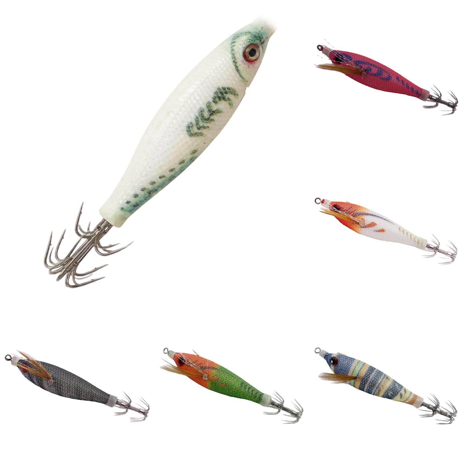 6 Pcs Soft Fishing Lures Artificial Squid Hook with Natural Floating Position Soft Squid Baits with Hooks for Saltwater Freshwater Trout Redfish Bass Fishing Gear 3.94