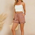 thumbnail image 6 of Womens Shorts Lounge Athletic Shorts Loose Running Shorts Casual Long Yoga Shorts with Pockets Rose Gold, 6 of 7