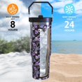 thumbnail image 4 of Halloween Gothic Skull 30oz Tumbler Gifts for Women Men, Skull Floral Stainless Steel Insulated Cup, Top Handle and Flip Straw Water Bottle Mug, 4 of 6