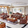 thumbnail image 2 of European Luxury Genuine Leather Living Room Sofa Set with Solid Wood Carvings Villa 123 Combination Furniture Top Grain Cowhide My Lux Decor Round, 2 of 16