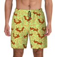 thumbnail image 2 of Picia Floral Squirrel pattern Mens Swim Trunks with Compression Liner Stretch Beach Shorts Quick Dry with Zipper Pockets No-Chafing Board Shorts-Medium, 2 of 9