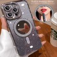 thumbnail image 2 of for iPhone 15 Plus Glitter Magnetic Case, [Compatible with Magsafe] Shockproof Bling Diamond Camera Lens Protector Makeup Mirror Sparkly Girly Cute Phone Cover for iPhone 15 Plus (Silver), 2 of 6