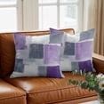 thumbnail image 3 of Grey Purple Throw Pillow Cover Graffiti Art Abstract Mottled Color Block Modern Cotton Linen Cushion Cover Throw Pillow Case with Invisible Zipper for Couch Sofa Bed Chair Car 24x24 Inch, 3 of 14