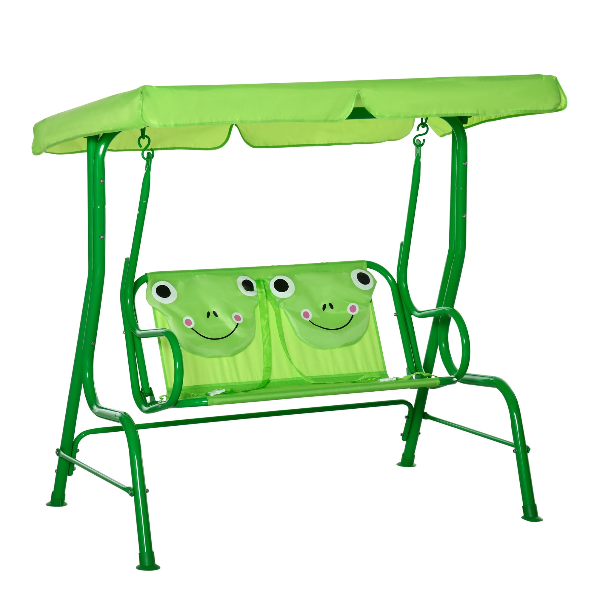 Outsunny Porch Swing for Kids with Adjustable Canopy to Block Sun at