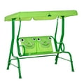 thumbnail image 2 of Outsunny Kids Patio Swing, Adjustable Canopy Swing Glider, Kids Outdoor Swing Chair with 2 Seats, Seat-Belted Safety, Green, for Ages 3-6, 2 of 9