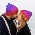 thumbnail image 5 of Pofeuu Colorful Glitter Print Beanie Hat for Men Women Knit Winter Hat Warm Cuffed Skull Beanie Slouchy Soft Unisex, 5 of 6