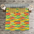 thumbnail image 3 of Ambesonne Geometric Quilted Bedspread Set 3 Pcs, Funky Tiles, Queen Size, Jade Green Marigold, 3 of 3
