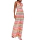 thumbnail image 2 of Lucakuins Vestido largo ajustado con cuello halter para mujer, sin mangas, sin espalda, con estampado de rayas, vestido bohemio Lucakuins  moda, 2 of 9