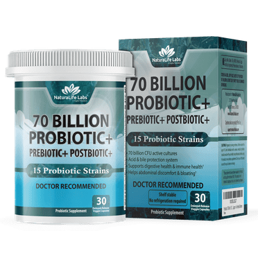 Probiotics 70 Billion CFU – 15 Probiotic strains   Organic Prebiotic  Postbiotic 3-in-1 Complete – Promotes Healthy Digestive & Immune Function –Gas, Bloating, Constipation Support – for Men & Women