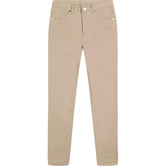 Pantalones IZOD, uniforme escolar para niños, parte delantera plana, sarga, color caqui, talla 12