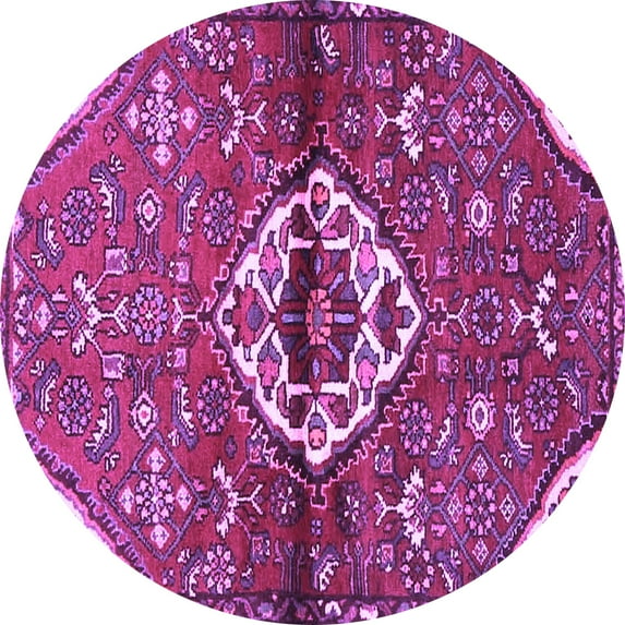 Ahgly Company Indoor Round Medallion Purple Traditional Area Rugs, 6' Round