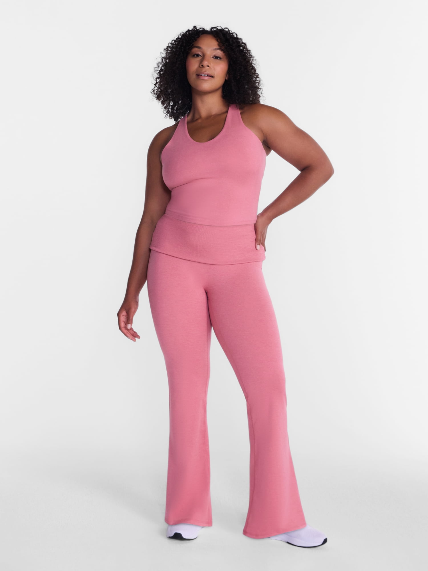 Athletic Works Women's ButterCore Flare Leggings with Fold Over Waist, 31" Inseam, Sizes XS-XXL