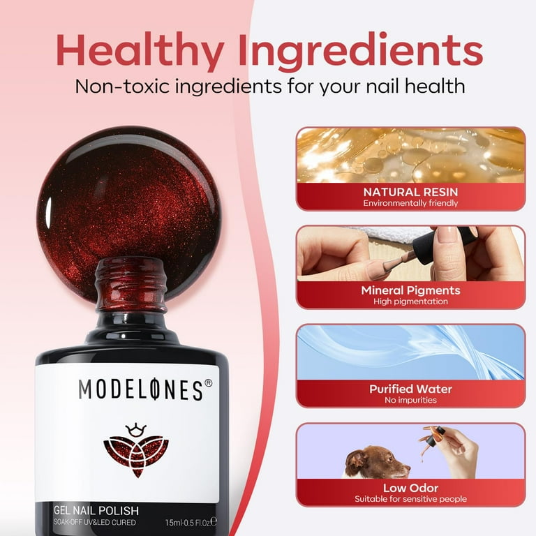 Modelones Cat Eye Gel Polish, Red, 15 ml photo 8