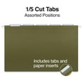 thumbnail image 3 of Hanging File Folders Legal Size, 1/5 Cut, 50 Pack - Green, Recycled - Office, Home, School Filing - Includes Tabs & Inserts, 3 of 5