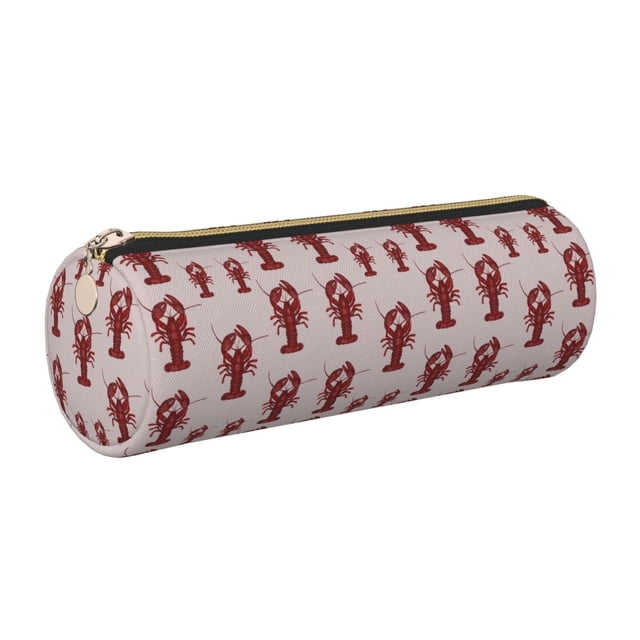 Disketp Red Lobster With Claws Estuche Organizador de Lápices de Cuero, Estuche de Oficina con Cremallera para Bolígrafo y Lápiz