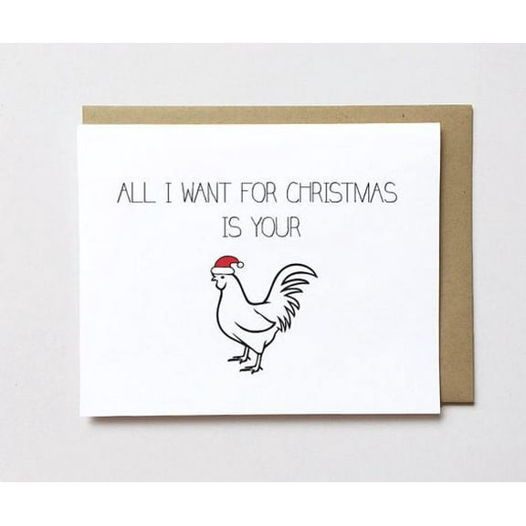 All I Want for Christmas is Your Chicken - Humorous Holiday Card with Santa Hat Design - Blank Inside, Envelope Included - Perfect for Friends and Family