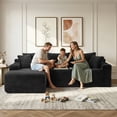thumbnail image 2 of Aukfa 96" L-Shaped Cloud Sectional Sofa, Modular Boneless Couch with Deep Seat&Left-Facing Chaise for Living Room, Corduroy, Black, 2 of 8