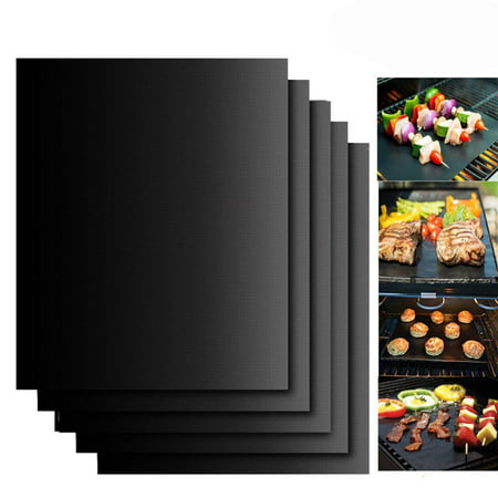 BBQ Grill Mats Lining Mat, Reusable 5 Sets - Heavy Duty Baking Mat, 500F, 15.75 x 13-Inch,Best in Barbecue Accessories For Grilling - No Fall Through, No Flame Ups, (Best Grill Grate Material)