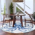 thumbnail image 3 of Ocean Octopus Round Rugs for Living Room 6ft Starfish Shell Seaweed Watercolor Non Slip Circle Rug Washable Low-Profile Indoor Carpet for Bedroom, Dining Room, Bathroom, 3 of 9
