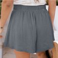 thumbnail image 4 of Pantalones cortos casuales, cintura con cordón liso, dobladillo suelto, pantalones cortos de verano simples y elegantes para ejercicio en casa, 4 of 6