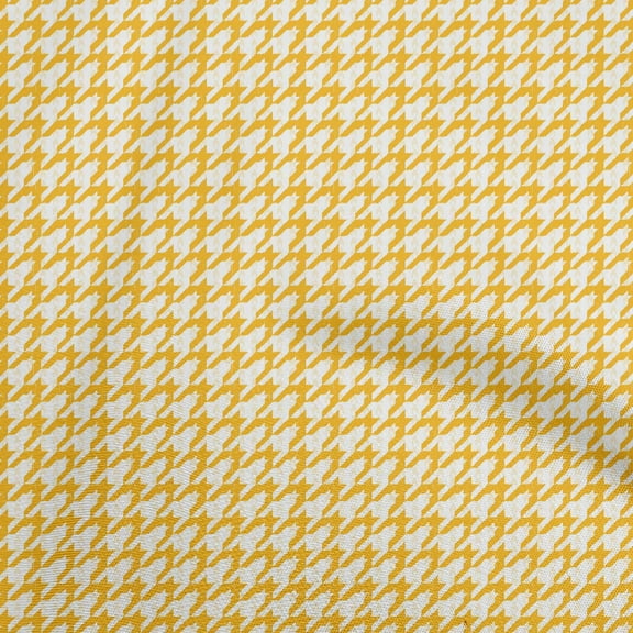 oneOone Cotton Poplin Yellow Fabric Houndstooth Dress Material Fabric Print Fabric By The Yard 56 Inch Wide