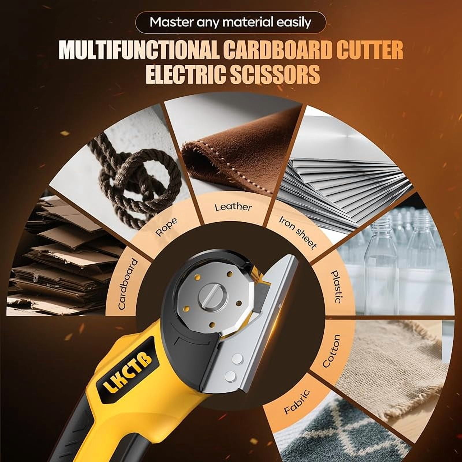 Electric Scissors, Cardboard Cutter, With LED Light, High-Efficiency Brushless Motor, 3500mAh Battery, Tungsten Steel Blade, Suitable for Cloth, Cardboard, Leather, Carpet Wire Rope Cutters