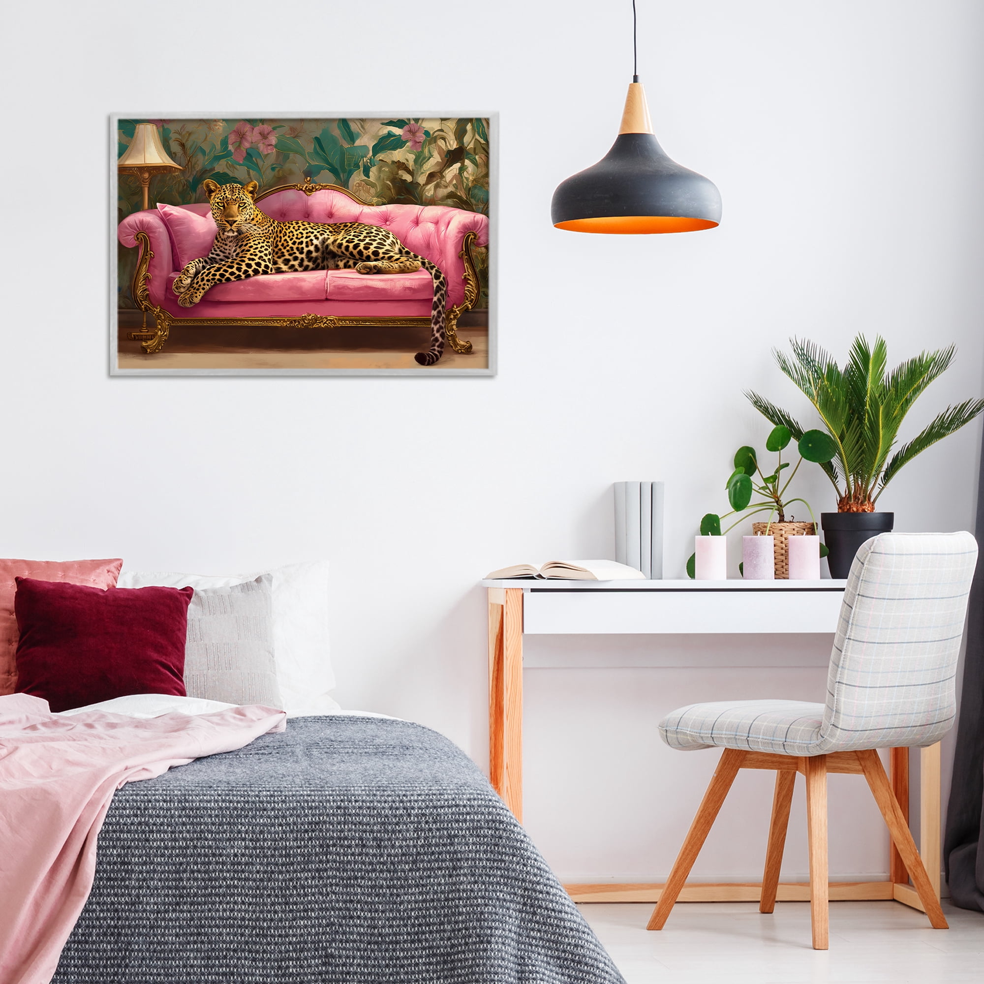 Stupell Industries Exotic Lounging Leopard Gray Framed Giclee Art, design by Tina LeCour