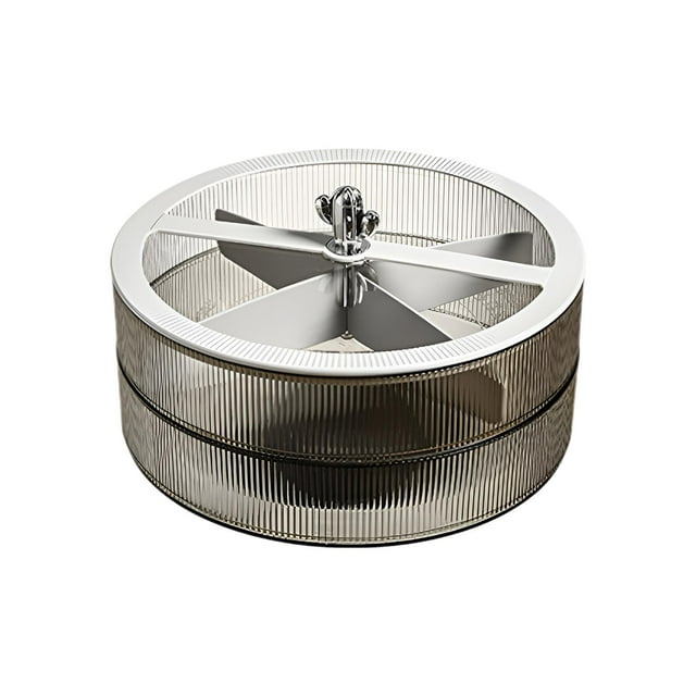 yuksok Rotating Snack Serving Tray Storage Snack Container for Candy and Fruits Dessert white double layer