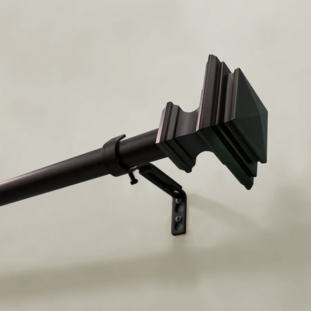 better homes & gardens 1" oil-rubbed bronze square adjustable single curtain rod set, 42"-120"