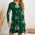thumbnail image 5 of WTOBBY Women's Christmas Print Dress V-Neck Loose Fit Long Sleeve Casual Holiday Party Dress with Festive Seasonal Design for Women,Army Green L, 5 of 6