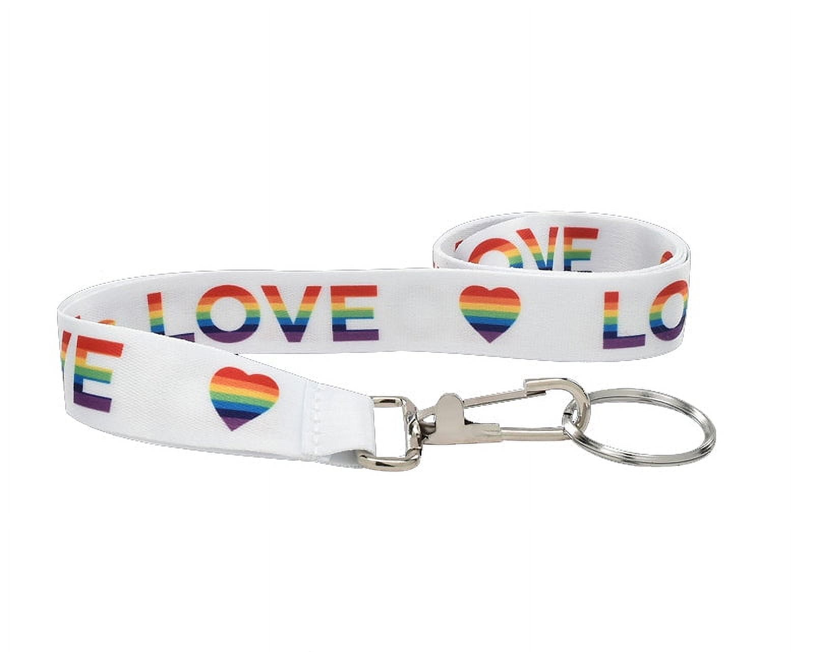 Bulk Rainbow Flag Heart Gay Pride Lanyards (25 Lanyards)