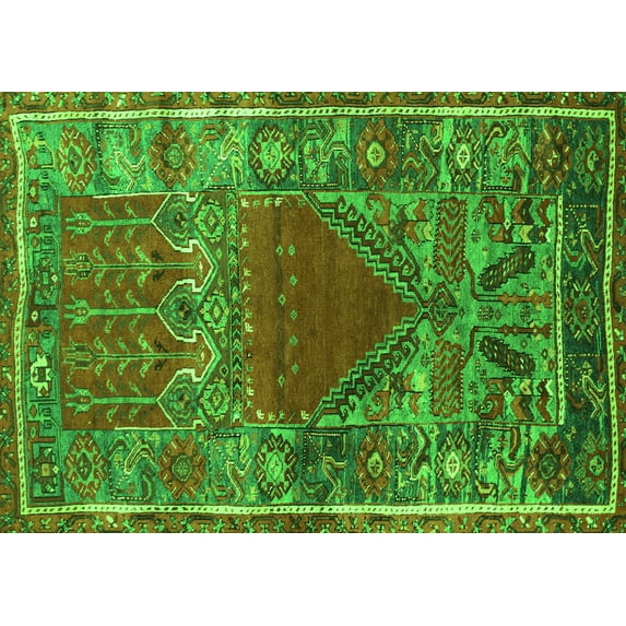 Ahgly Company Indoor Rectangle Persian Green Traditional Area Rugs, 5' x 8'