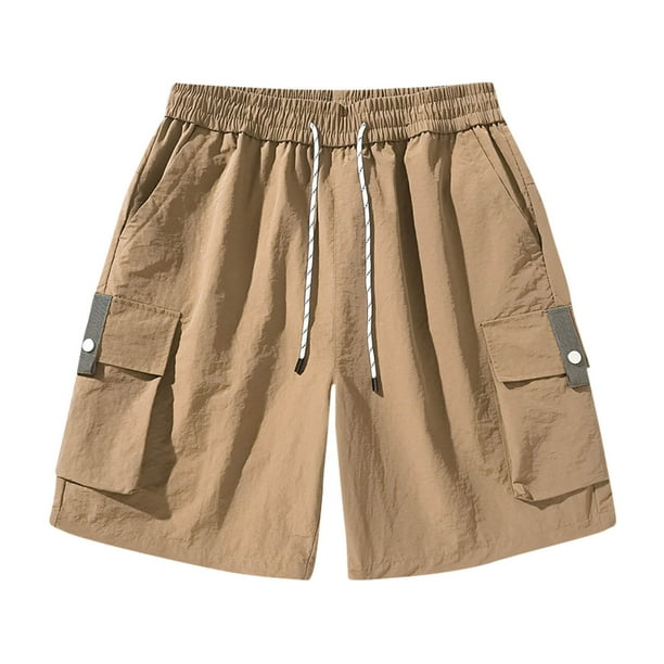 pstuiky Pantalones cortos para hombre, Pantalones cortos de verano para hombre, informales y cómodos, con bolsillo y cintura elástica y cordón ajustable. Pantalones cortos para correr para hombre