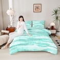 thumbnail image 4 of Castle Fairy Abstract Teal Stripes Queen Comforter Set,Mid Century Bedding Comforter Set, 4 of 8