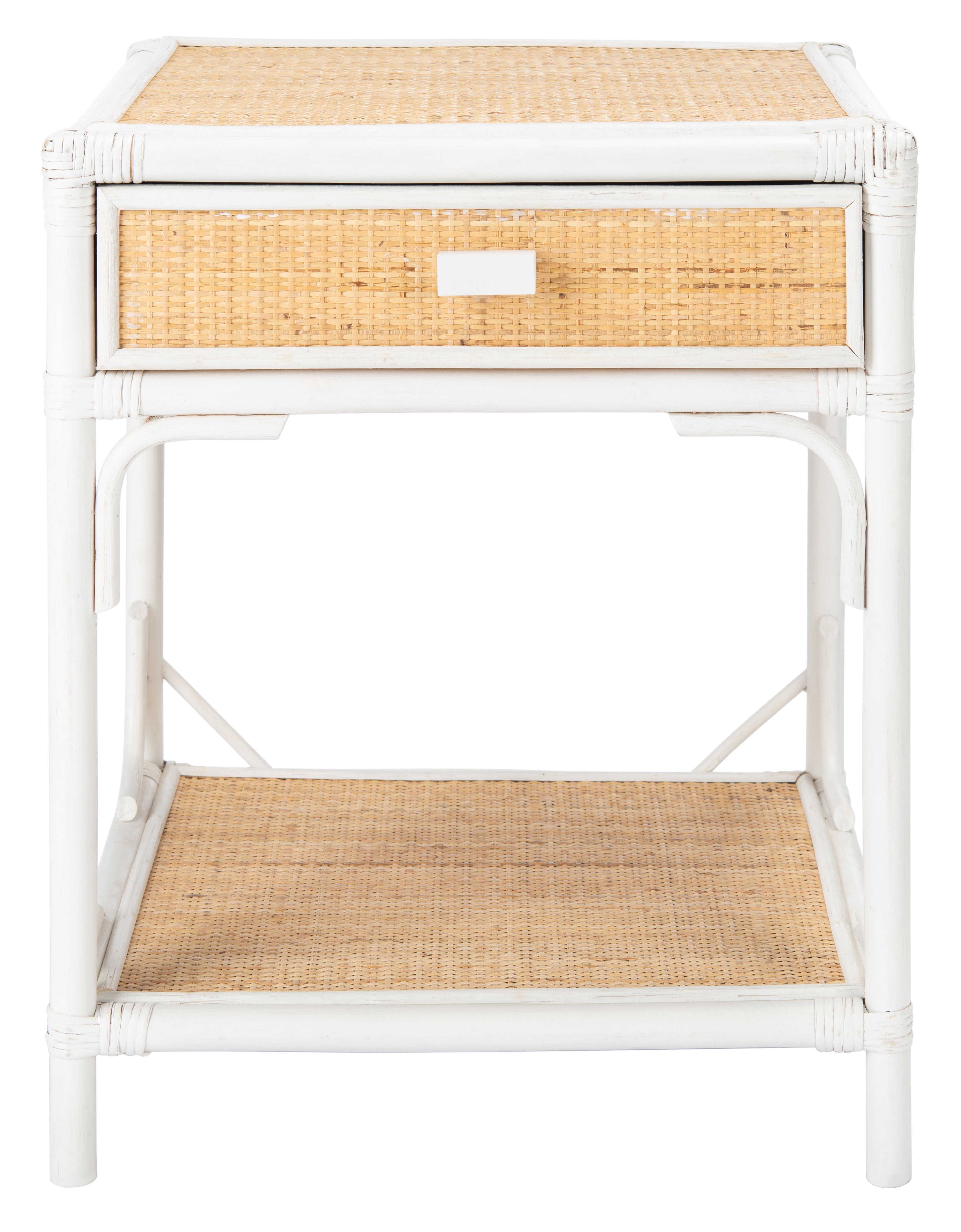 SAFAVIEH Roya Rustic 1 Drawer 1 Shelf Nightstand, White/Natural
