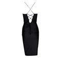 thumbnail image 4 of Bigersell Summer Dresses for Women 2023 Women's Bodycons Spaghetti Strap V-Neck Cocktail Party Velvet Midi Dress Women's Plus Ball Gown Dress Style 42792, Female Mid-Length Dresses Black S, 4 of 7