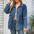 thumbnail image 5 of Oplxuo Women's Oversized Denim Jean Jackets Button Down Long Sleeve Classic Loose Fall Outerwear with Pockets, 5 of 7
