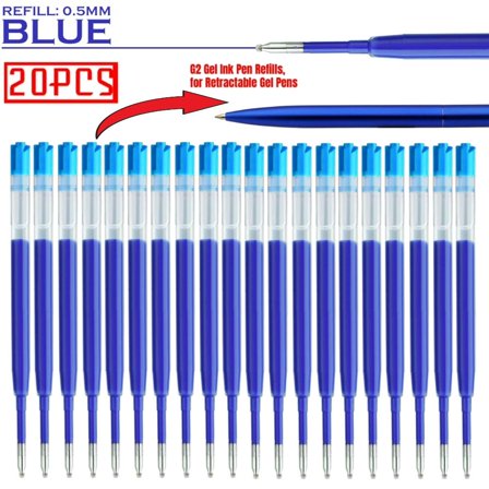 G2 Gel Ink Pen Refills, for Retractable Gel Pens, Gel Ink Rollerball Pens, 0.5 mm Fine Point, Pack of 20 (Blue)