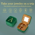 thumbnail image 3 of Christmas Gift for Women - Stocking Stuffers, Plush Velvet Travel Jewelry Case Organizer, Small Jewelry Box Custom, Birthday Gift for Women Her, Personalized Gifts - Letter M, Green, 3 of 7