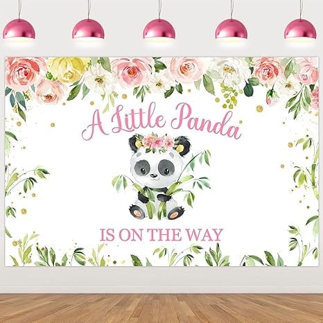 Panda Baby Shower Decorations for Girl Pink Panda Baby Shower Backdrop 3 * 5ft Panda Baby Shower Photography Background for Kids Birthday Baby Shower Party Decoration