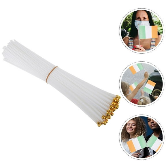 MLINS 120 Pcs Hand Held Flag Sticks Flags Flagpole Accessories 28.00X1.00X1.00CM White