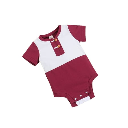 

Mialoley Baby Summer Rompers Match Color Round Neck Short Sleeves Jumpsuit