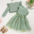 thumbnail image 2 of ZEHJUHAN Baby Girl's Sleeveless Flower Applique Mesh Tutu Dress Lace Button Cardigan Set for Party Green，6-12M, 2 of 8
