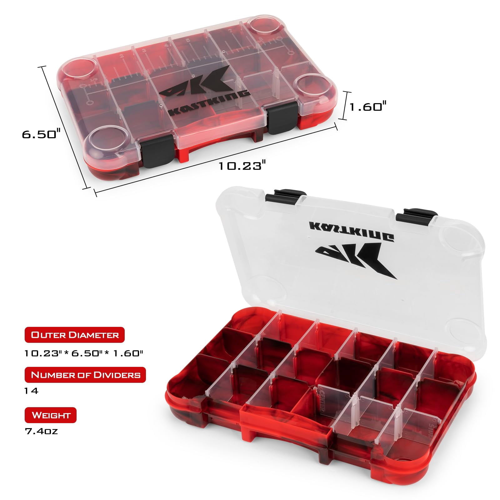 Tackle Boxes  Plastic Box Storage Organizer With Removable Dividers - Fishing 2 Packs /4 Trays Parts
